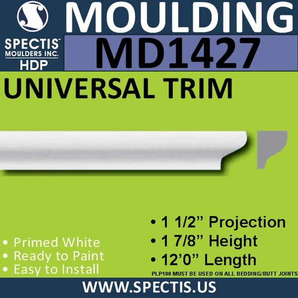 MD1427 Spectis Crown Molding 1 1/2"P x 1 7/8"H x 144"L