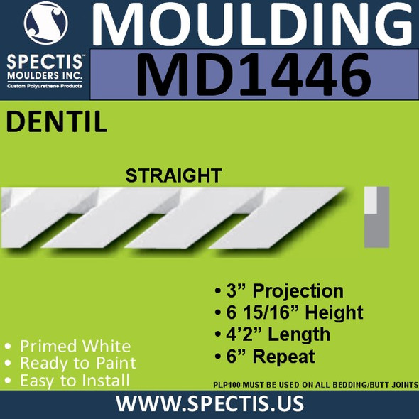 MD1446-Straight Spectis Molding Dentil 3"P x 6 15/16"H x 50"