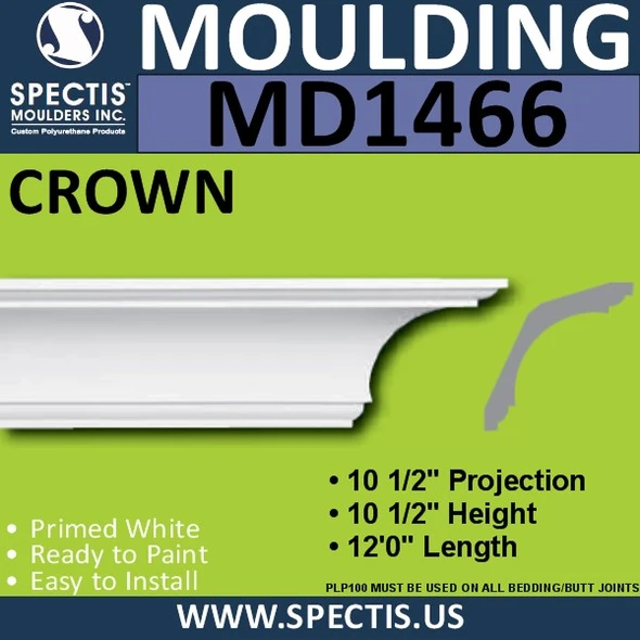 MD1466 Spectis Crown Molding Trim 10 1/2"P x 10 1/2"H x 144"L