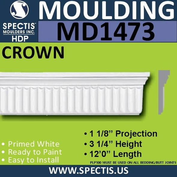 MD1473 Spectis Molding Base Trim 1 1/8"P x 3 1/4"H x 144"L
