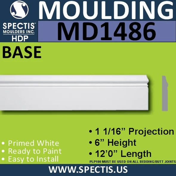MD1486 Spectis Molding Base Trim 1 1/16"P x 6"H x 144"L