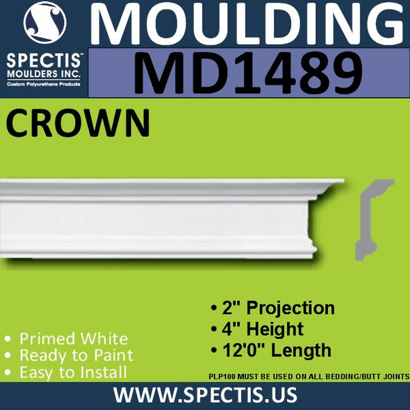MD1489 Spectis Molding Base Cap Trim 2"P x 4"H x 144"L
