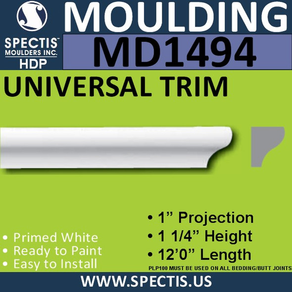 MD1494 Spectis Molding Base Shoe 1"P x 1 1/4"H x 144"L