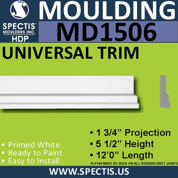 MD1506 Spectis Molding Base Cap 1 3/4"P x 5 1/2"H x 144"L