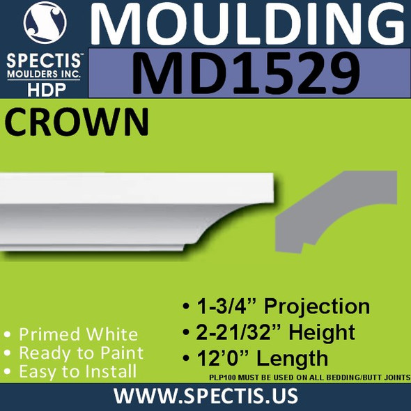 MD1529 Spectis Crown Molding 2 11/16"P x 1 13/16"H x 144"L