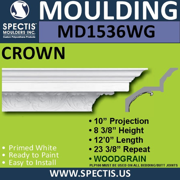MD1536 Spectis Molding Wood Grain Trim 10"P x 8 3/8"H x 144"L