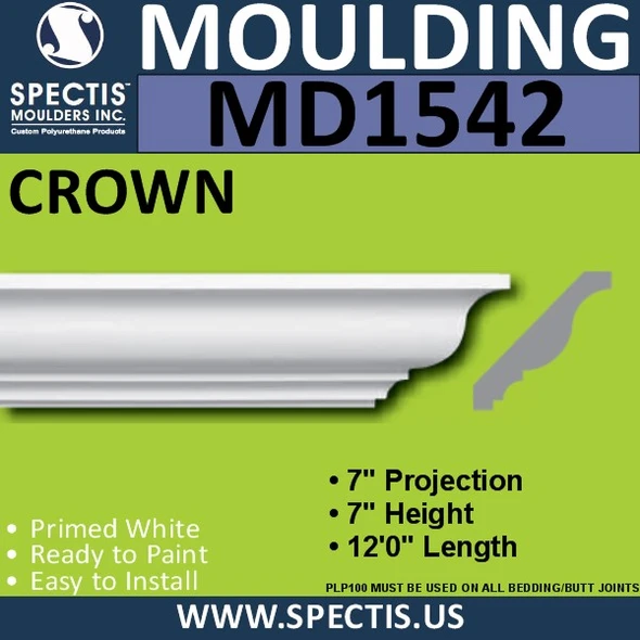 MD1542 Spectis Crown Molding Trim 7"P x 7"H x 144"L