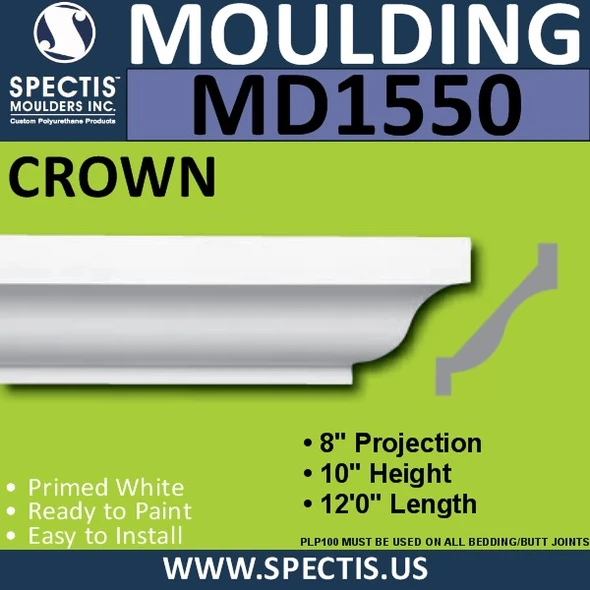 MD1550 Spectis Crown Molding Trim 8"P x 10"H x 144"L