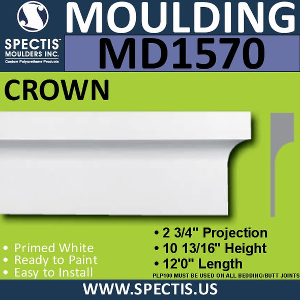 MD1570 Spectis Molding Base Cap 2 3/4"P x 10 13/16"H x 144"L