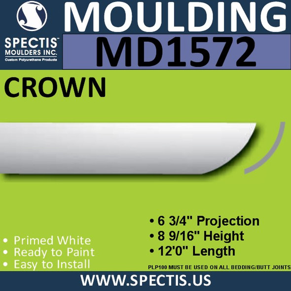 MD1572 Spectis Crown Molding Trim 6 3/4"P x 8 9/16"H x 144"L