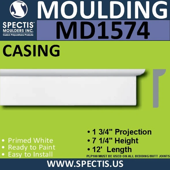 MD1574 Spectis Molding Base Trim 1 3/4"P x 7 1/4"H x 144"L