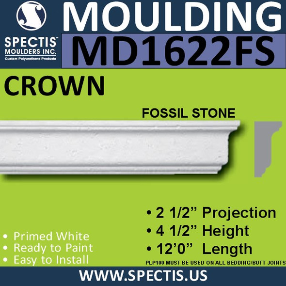 MD1622FS Spectis Fossil Stone Cap Trim 2 1/2"P x 4 1/2"H x 144"L