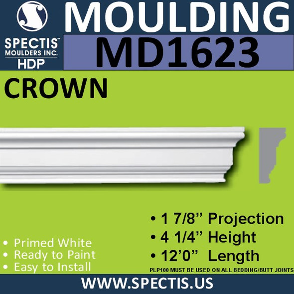 MD1623 Spectis Molding Cap Trim 1 7/8"P x 4 1/4"H x 144"L