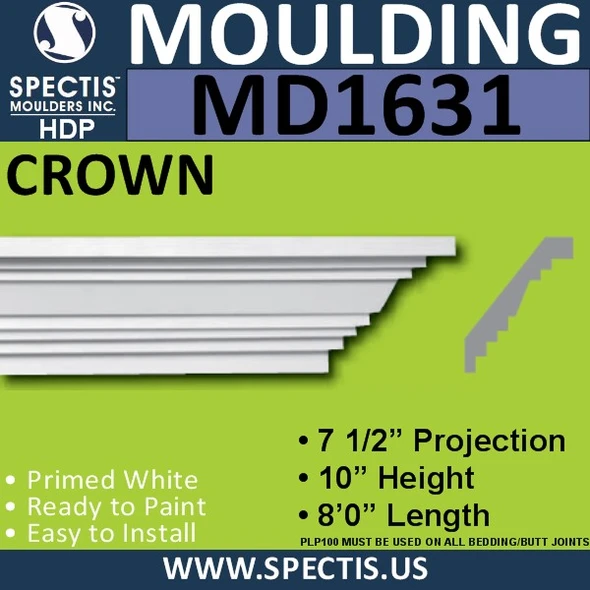 MD1631 Spectis Crown Molding Trim 7 1/2"P x 10"H x 96"L