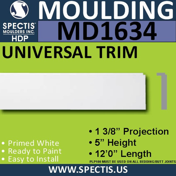 MD1634 Spectis Molding Back Band Trim 1 3/8"P x 5"H x 144"L