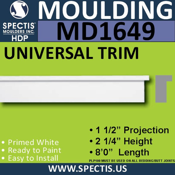 MD1649 Spectis Molding Cap Trim 2 1/4"P x 1 1/2"H x 96"L