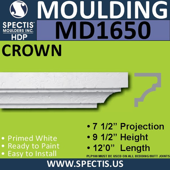 MD1650 Spectis Molding Cap Trim 7 1/2"P x 9 1/2"H  x 144"L