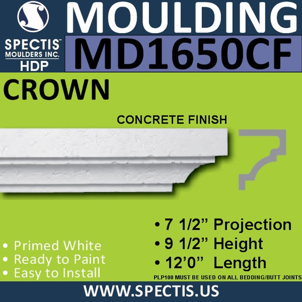 MD1650CF Spectis Concrete Finish Cap 7 1/2"P x 9 1/2"H x 144"L