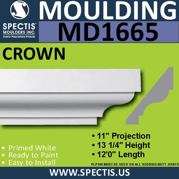 MD1665 Spectis Crown Molding Trim 11"P x 13 1/4"H x 144"L