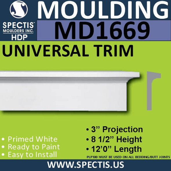 MD1669 Spectis Molding Cap Trim 3"P x 8 1/2"H x 144"L