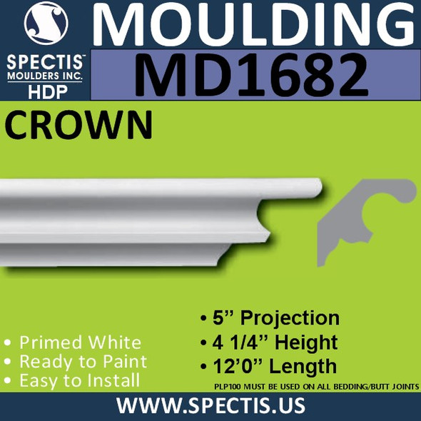 MD1682 Spectis Crown Molding Trim 5"P x 4 1/4"H x 144"L