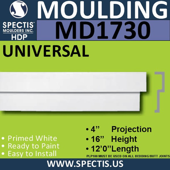 MD1730 Spectis Molding Cap Trim 4"P x 16"H x 144"L