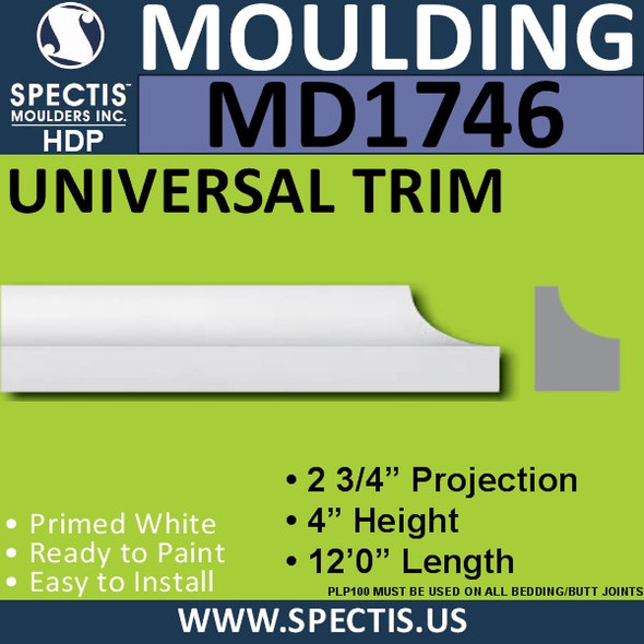 MD1746 Spectis Molding Shoe Trim 2 3/4"P x 4"H x 144"L