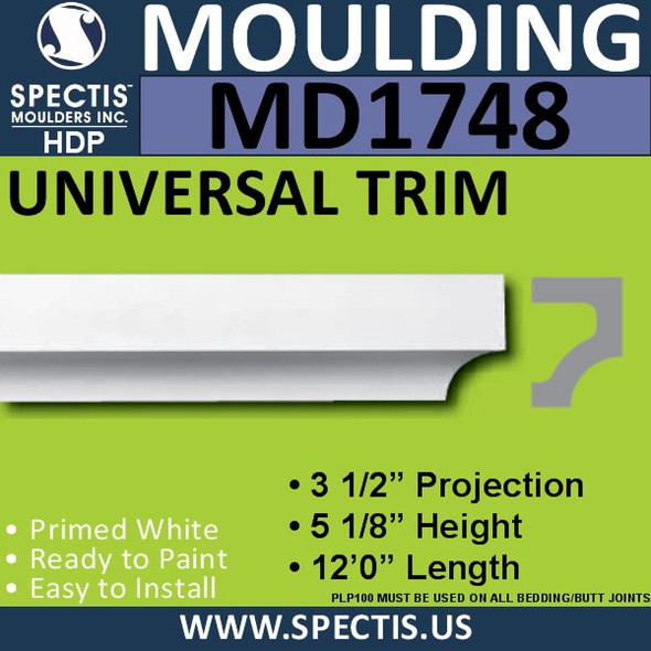 MD1748 Spectis Molding Cap Trim 3 1/2"P x 5 1/8"H x 144"L