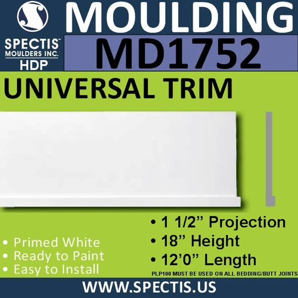 MD1752 Spectis Molding Base Trim 1 1/2"P x 18"H x 144"L
