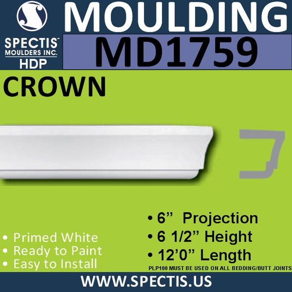 MD1759 Spectis Molding Band Trim 6"P x 6.5"H x 144"L