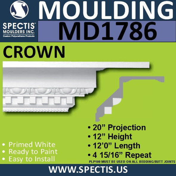 MD1786 Spectis Crown Molding Trim 20"P x 12"H x 144"L