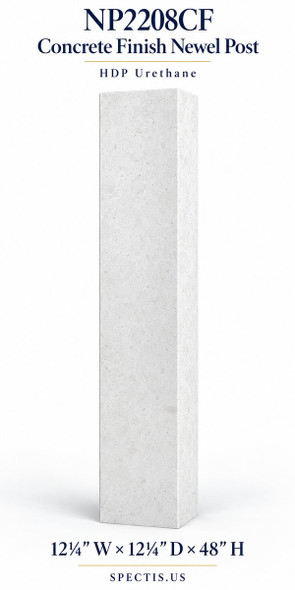 NP2208CF Concrete Finish HDP Urethane Newel Post – 12¼″ × 48″