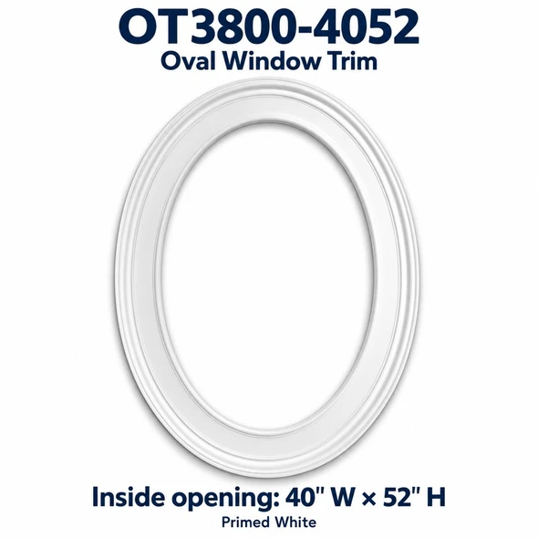 OT3800-4052 Oval Window Trim; Inside opening: 40" W × 52" H; primed white