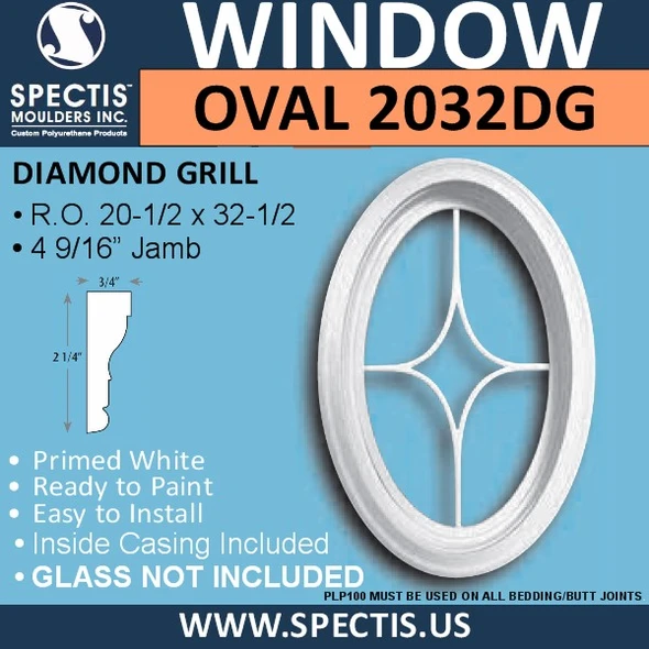 OVAL2032DG Decorative Oval Window Diamond Grill 22 1/2" x 34 1/4"