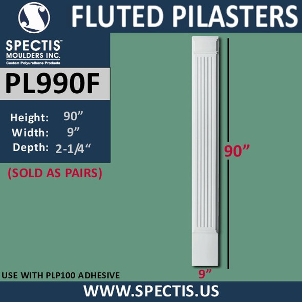 PL990F Fluted Pilasters from Spectis Urethane 9" x 90"