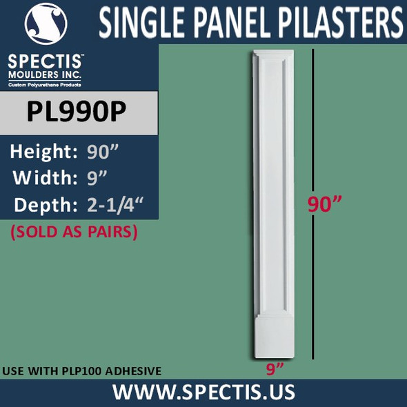 PL990P Single Panel Pilaster from Spectus Urethane 9" x 90"