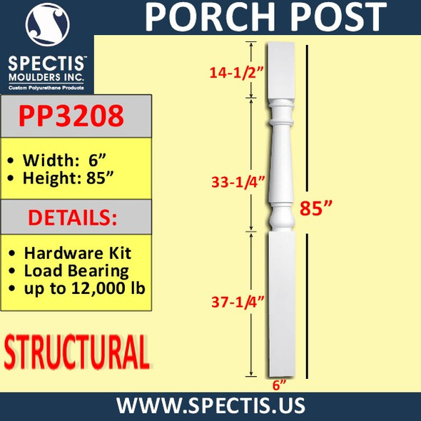 PP3208 Spectis Structural Urethane Porch Post 6" x 85"