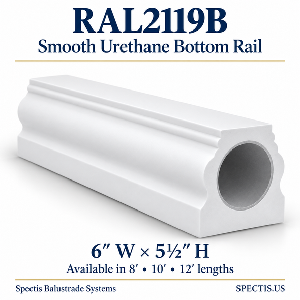 RAL2119B Spectis Smooth urethane bottom rail, 6 inches wide by 5½ inches high