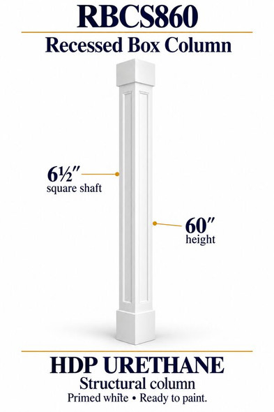 RBCS860 Recessed Panel Structural Box Column – 6½″ square shaft × 60″ height