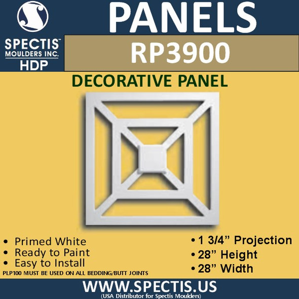 RP3900 Decorative Raised Square Panel 1 3/4"P X 28"