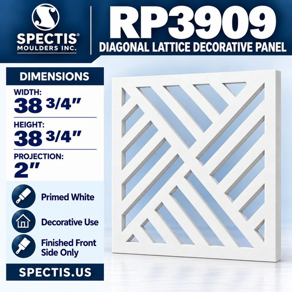 RP3909 Diagonal Lattice Decorative Panel 38 3/4"W x 38 3/4"H