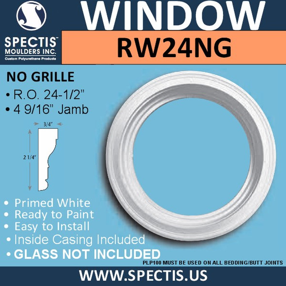 RW24NG 24" Decorative Round Window with no Grill