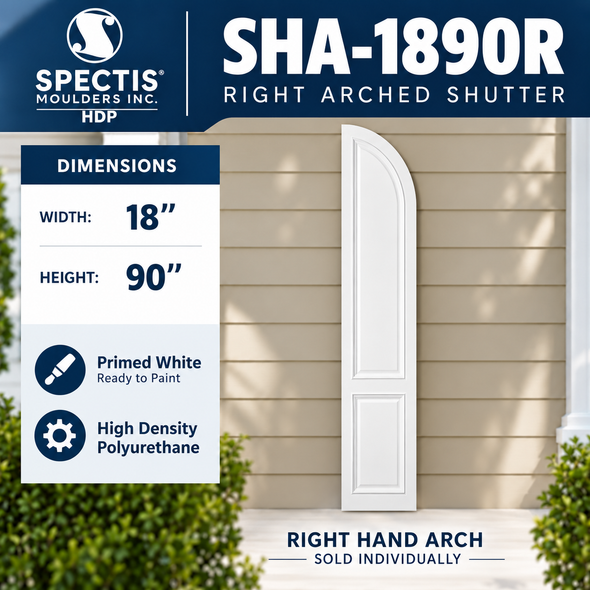 SHA 1890R Arched Right Polyurethane Shutter - 18 x 90 (Each)