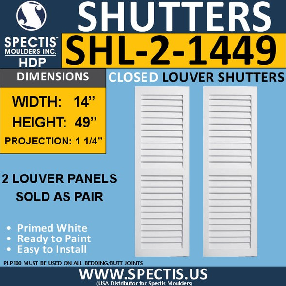 SHL-2 1449 2 Panel Closed Louver Shutters 14 x 49