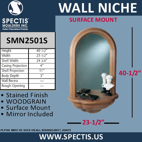 SMN2501S Surface Mount Wall Niche Woodgrain Finish 23 1/2" x 40 1/2"
