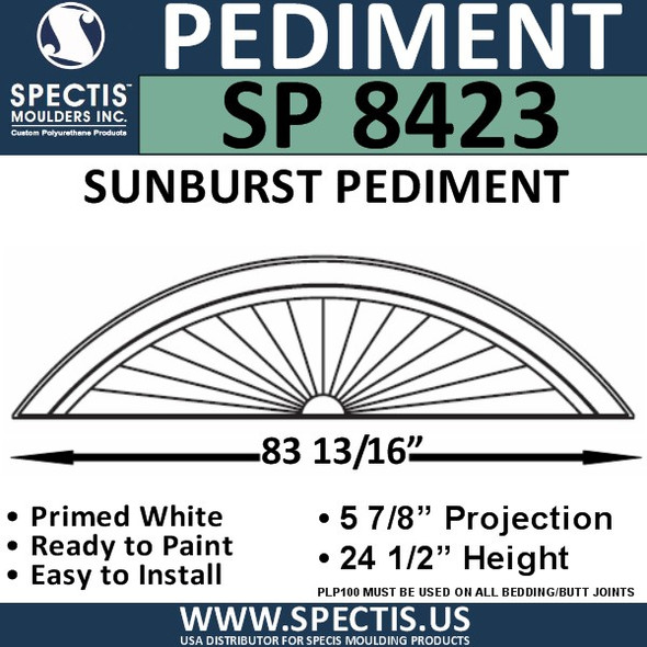 SP8423 Sunburst Pediment 85 3/16" x 24 1/2"