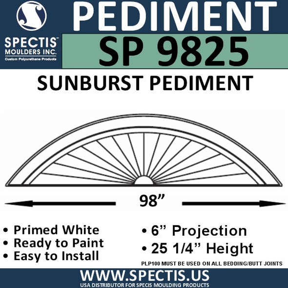 SP9825 Sunburst Pediment 99 1/4" x 25 1/4"