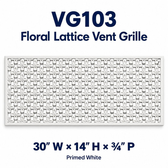 VG103 Floral Lattice Vent Grille – primed white