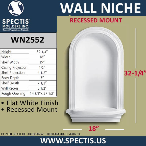 WN2552 In-Wall Niche Flat White Finish 18" x 32 1/4"
