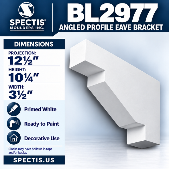 BL2977 Angled Profile Eave Bracket 3.5"W x 10.25"H x 12.5"P
